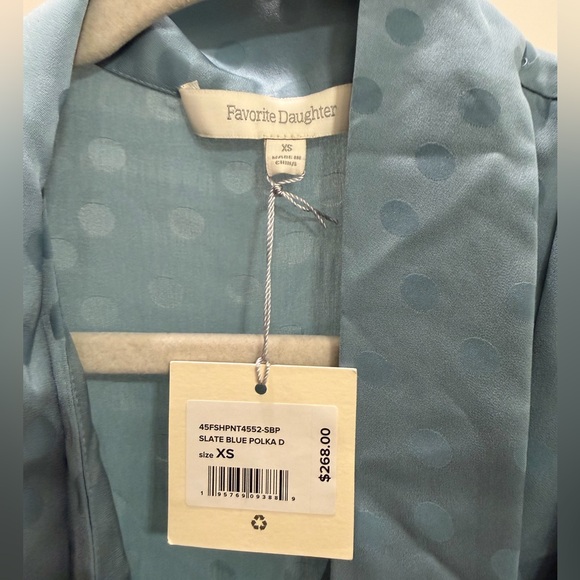 Favorite Daughter NWT The Joan Dress Blue Polka Dot Long Sleeve Sz X Small - Picture 6 of 7